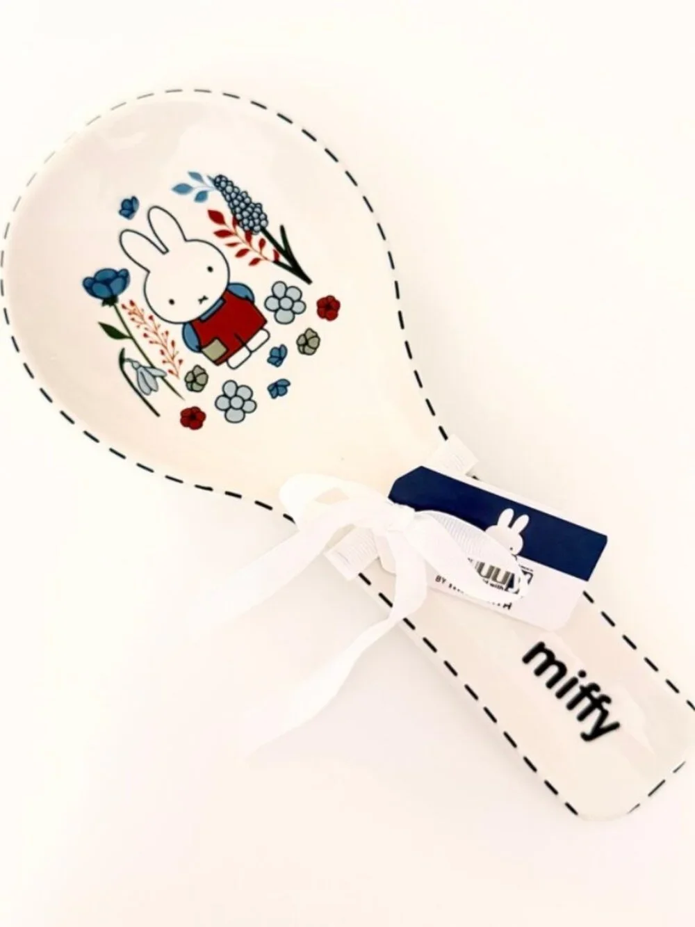 miffy Fall Autumn Garden Flowers White Ceramic Spoon Rest